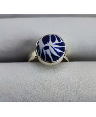 Anillo biselado de talavera con plata