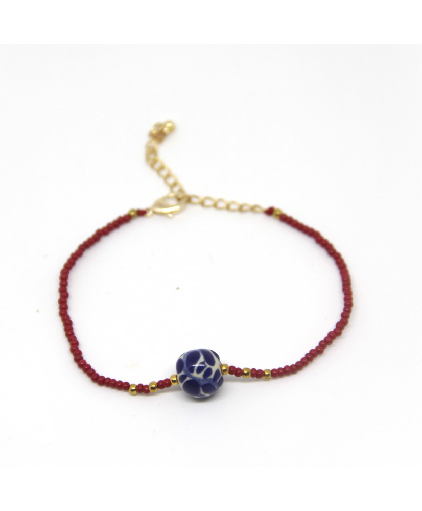 Pulsera Talavera chaquira roja