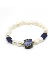 Pulsera Talavera cubo color lapízlazuli