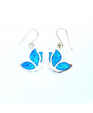Aretes Mariposa Perfil Plata con Opalo Azul