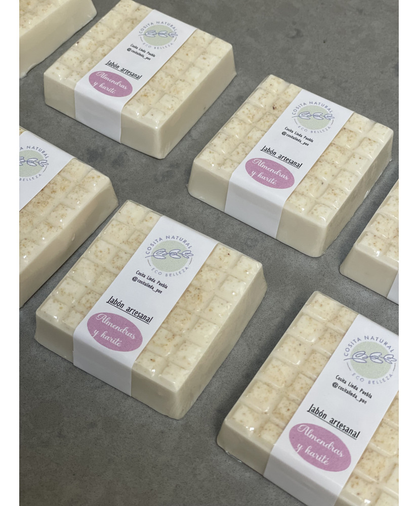 Jabón artesanal de almendras y karité base glicerina 100grs