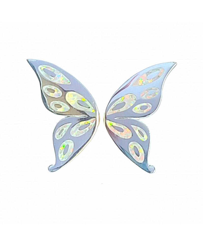 Anillo Ajustable Mariposa Aros Opalo Blanco