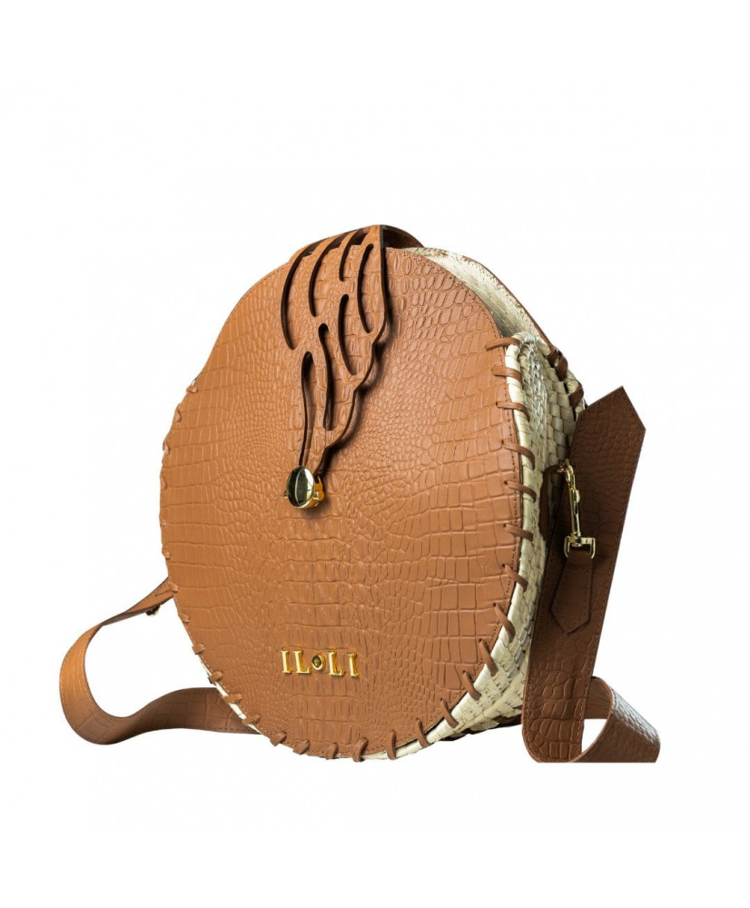 Bolso de Piel y Mimbre circular
