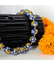 Collar de talavera con detalles en chapa de oro 