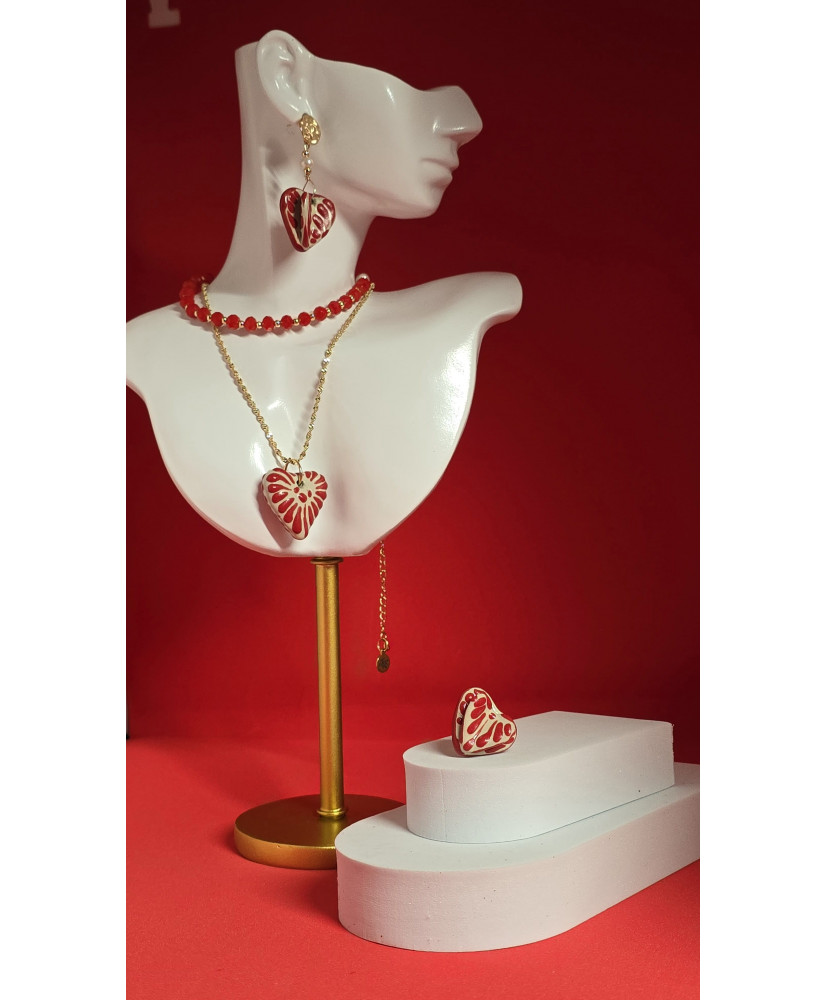 Aretes formales de talavera rojos