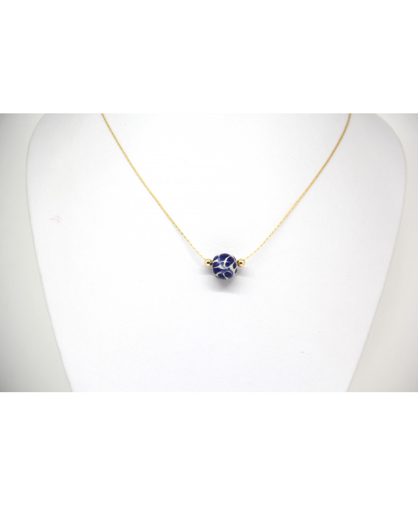 Collar Talavera cadena oro laminado.