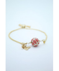 Pulsera de circulo talavera rosa con aplicaciones