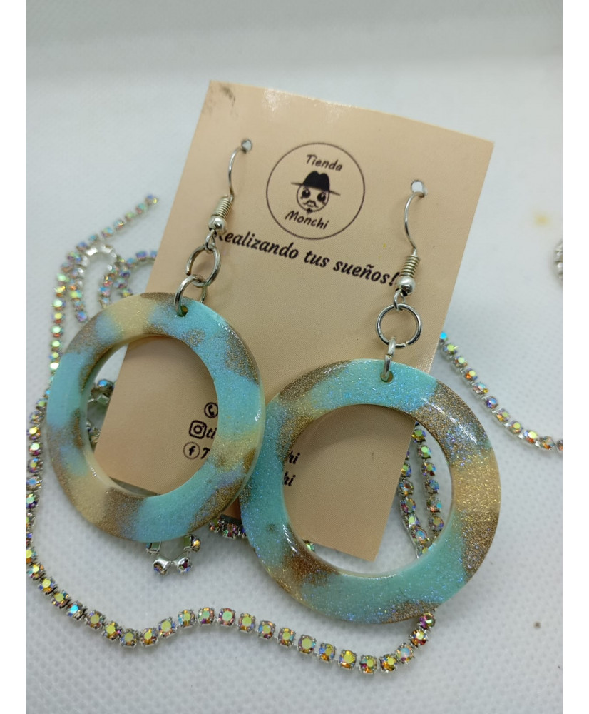 Arete Arillo marmolado resina 