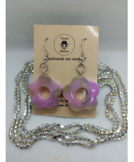 Aretes Flor Marmolada Resina