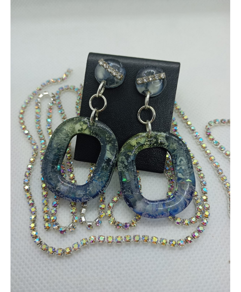 Aretes ovalados gota de arte.