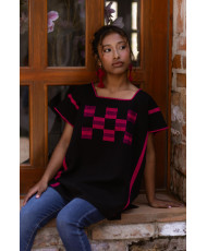 huipil cuadros cancuc negro 