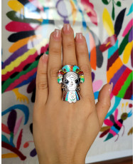 Anillo Muñequita LeLe Ajustable Plata con Opalos