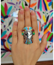 Anillo Muñequita LeLe Ajustable Plata con Opalos
