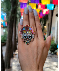 Anillo Catrina Bruja Plata con Opalos