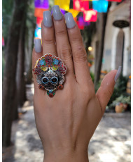 Anillo Catrina Bruja Plata con Opalos