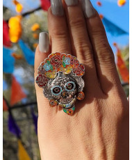 Anillo Catrina Bruja Plata con Opalos