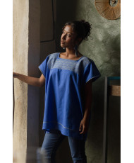 Blusa de cajón pepenado alta Azul