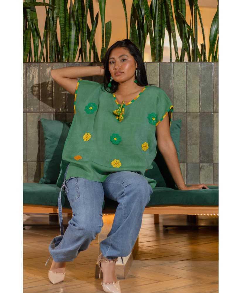 Blusa Lino VAX (verde-amarillos)