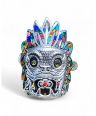 Anillo Ajustable Unisex Serpiente Emplumada Multicolor