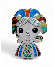 Anillo Muñequita LeLe Ajustable Plata con Opalos