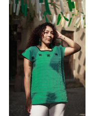 Huipil Mariposa (aqua con negro)