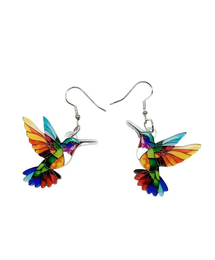 Aretes de colibrí vitral 