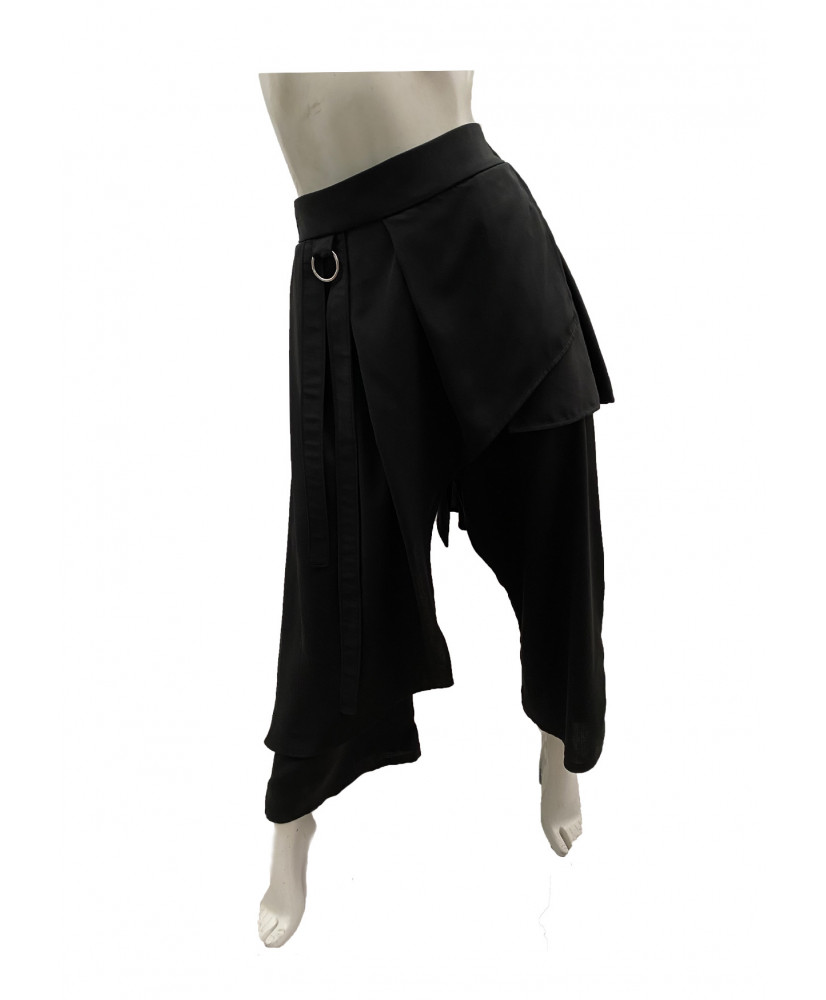 Falda/pantalón negro lino bambú 