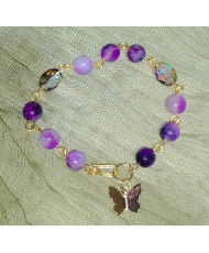 PULSERA CON AGATA TEÑIDA FACETADA HECHA CON TECNICA DE ALAMBRISMO