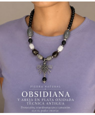 Collar abeja en plata oxidada