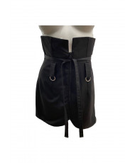 Falda cintura alta de casimir negro