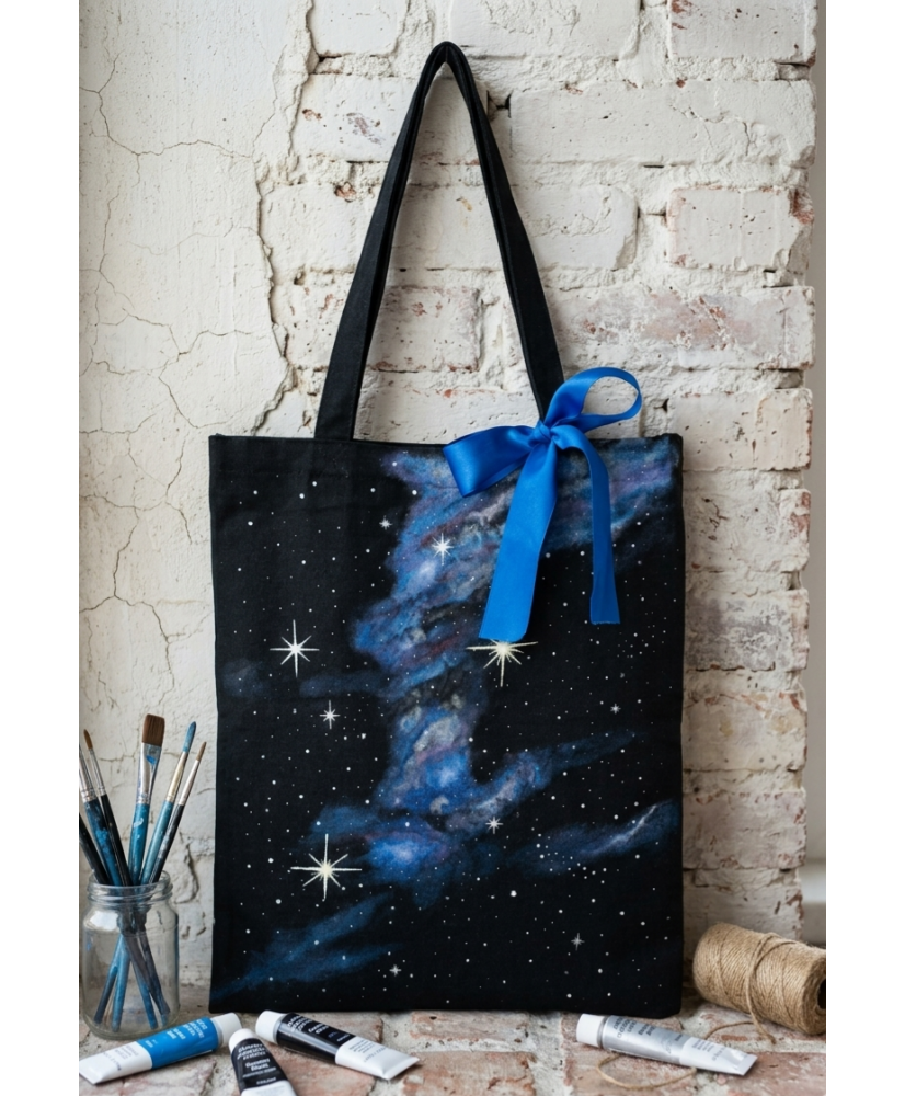 Bolsa Tote bag Galaxia_ Pintada a mano