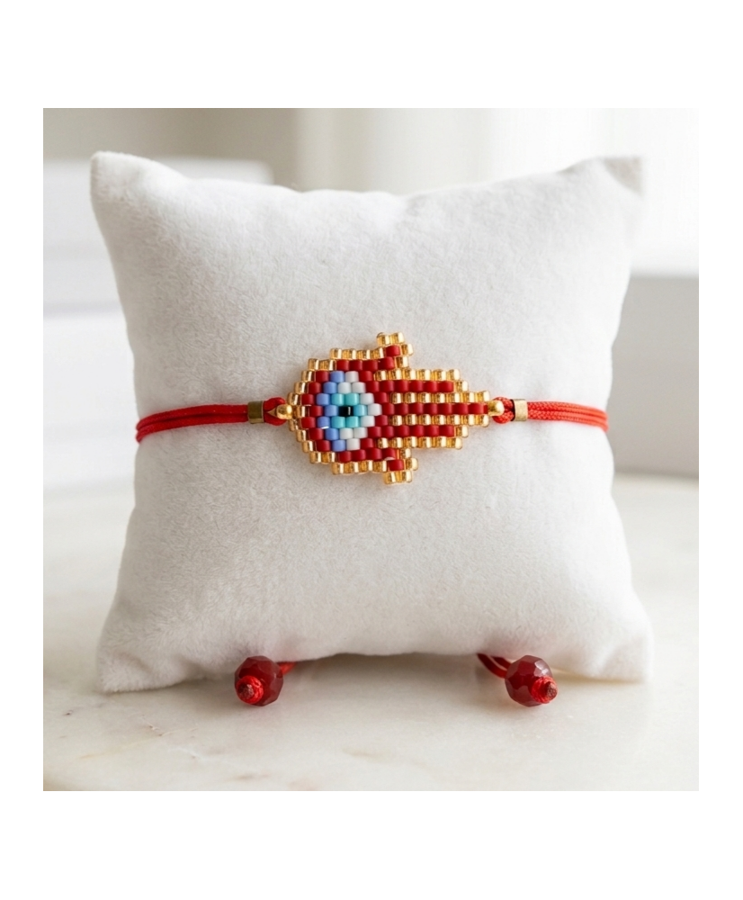 Pulsera Manita de Fátima en color rojo