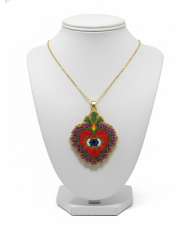 Collar Milagrito Mexicano Rosa y rojo