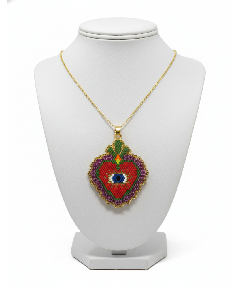 Collar Milagrito Mexicano Rosa y rojo
