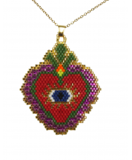 Collar Milagrito Mexicano Rosa y rojo