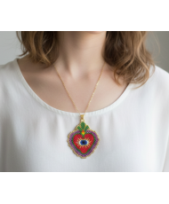 Collar Milagrito Mexicano Rosa y rojo