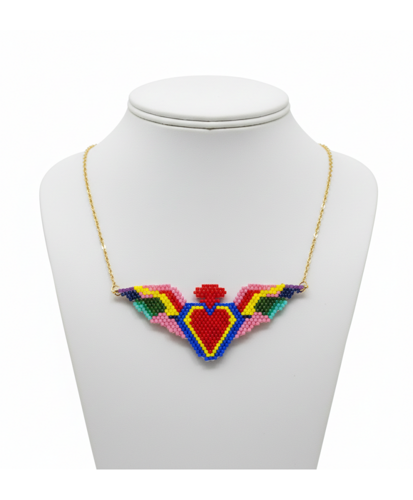 Collar de Milagrito mexicano con alas de colores