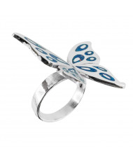 Anillo Ajustable Mariposa Aros Opalo Azul
