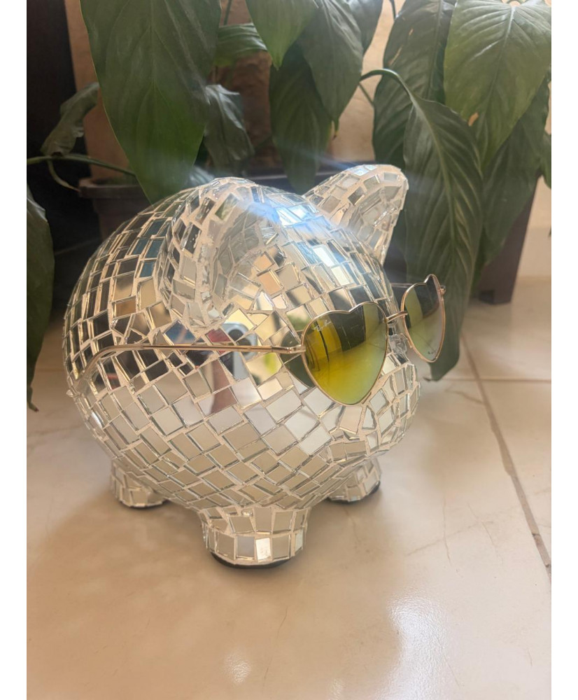 Alcancia en forma de marranito en vitromosaico