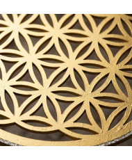Flor de la vida  mdf con láminas de oro y cristales