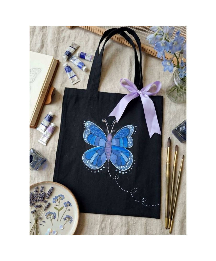 Bolsa Tote bag mariposa_pintada a mano 