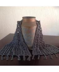 Rebozo gris abanicos