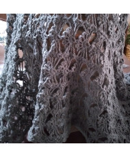 Rebozo gris abanicos