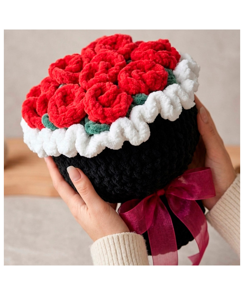 🌹 Ramo de Rosas Rojas a Crochet 🌹