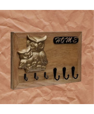 Porta Llaves Mamá Búho de Madera Natural ⭐