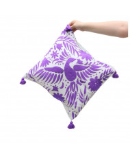 Cojín Pavorreal otomí  (tonos frios)