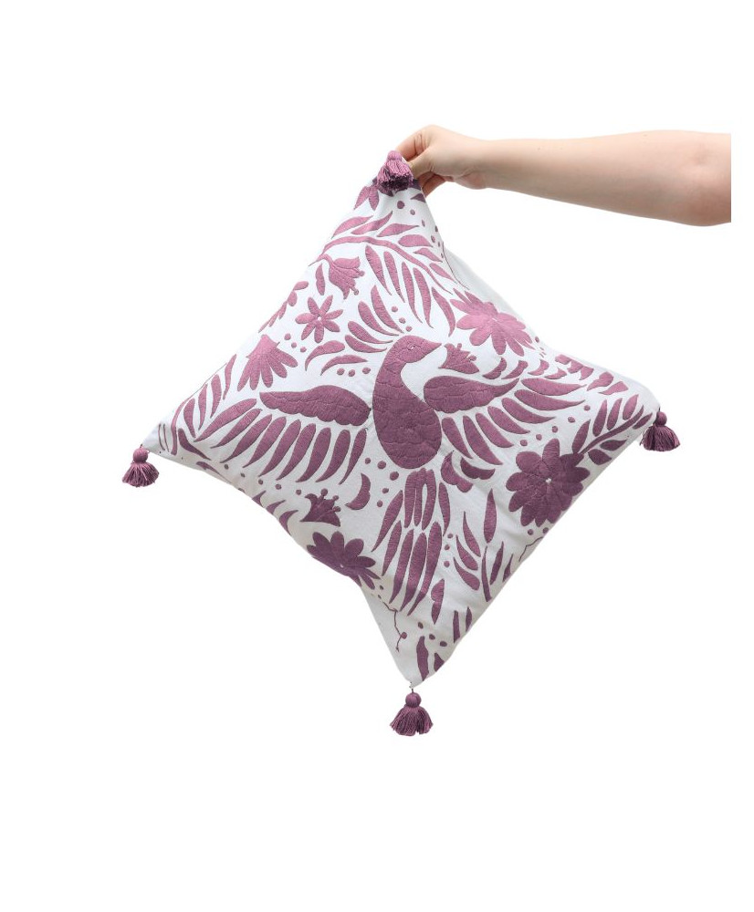 Cojín Pavorreal otomí  (tonos frios)