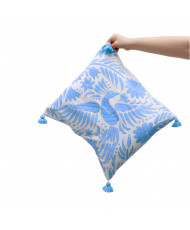 Cojín Pavorreal otomí  (tonos frios)