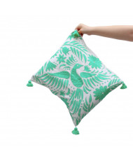 Cojín Pavorreal otomí  (tonos frios)