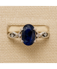Anillo de Plata con Zafiro Natural